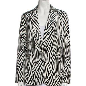 FRAME Zebra Striped Velvet Blazer Animal Print Size M